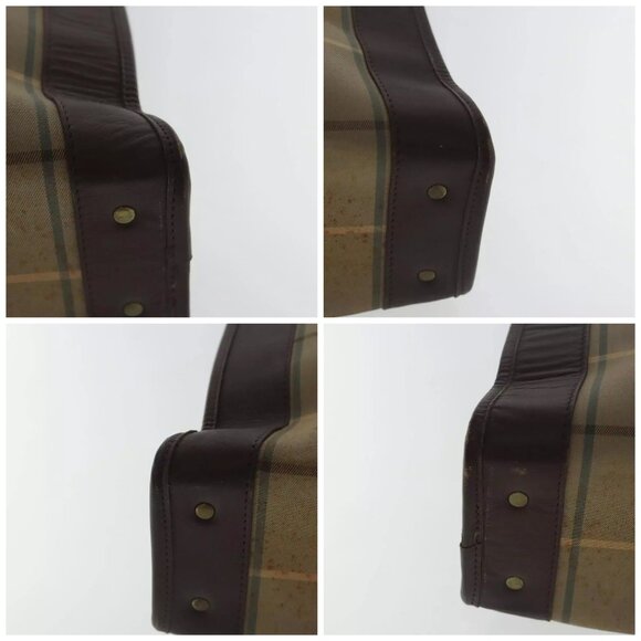 Burberrys Nova Check Hand Bag Canvas Leather Brown Auth bs19196 - Picture 14 of 16